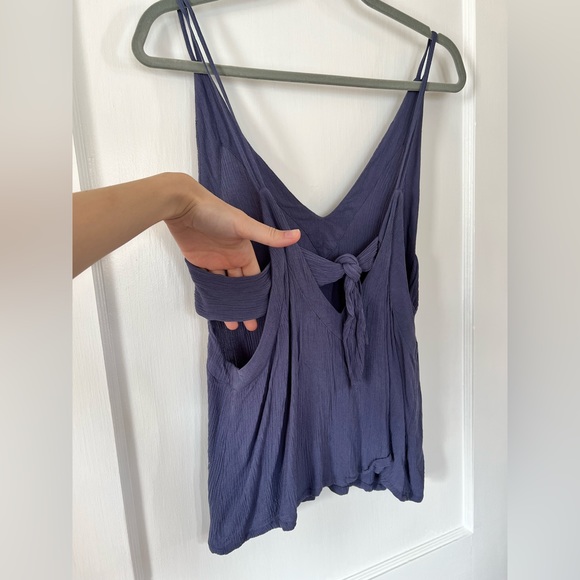 Lulu’s Adrift Slate Blue Tie Tank Top - Picture 4 of 6